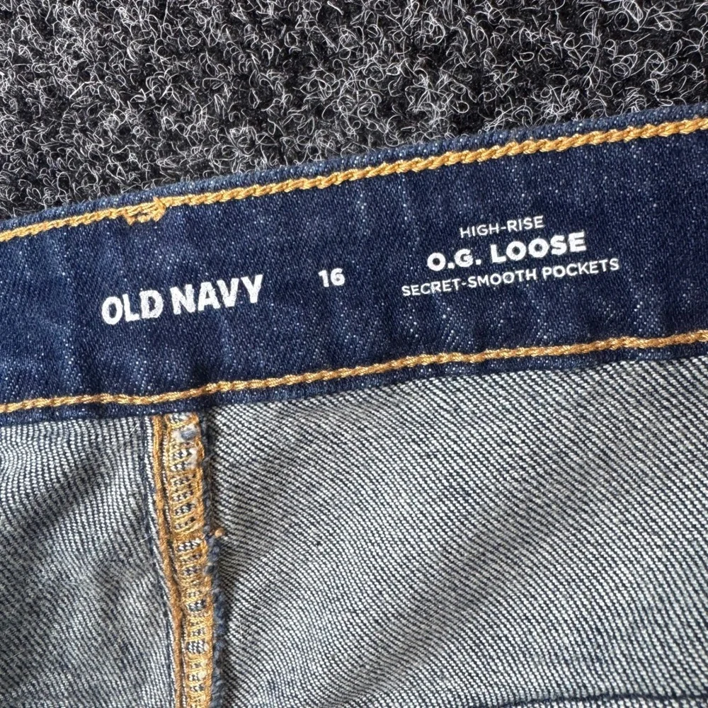 Old Navy O.G. Loose High Rise Jeans Womens 16 Dark Wash Straight Leg Denim